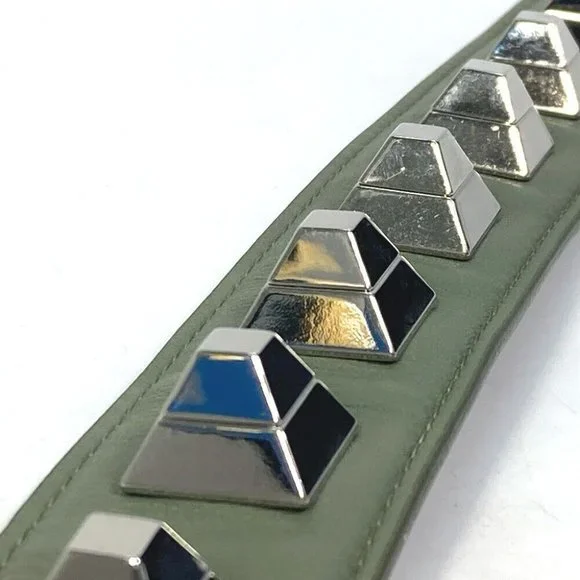 FENDI Studs Waist belt Leather khaki